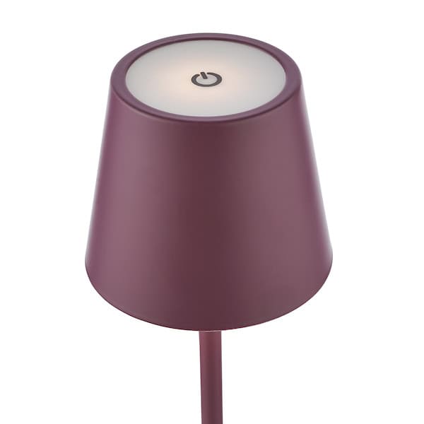 Dar Lighting Derrick LED IP54 Satin Purple Rechargeable Outdoor Table Lamp