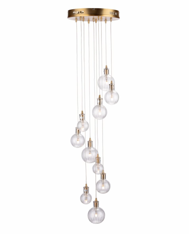 Dar Lighting Dita 10 Light Brass & Glass Cluster Pendant