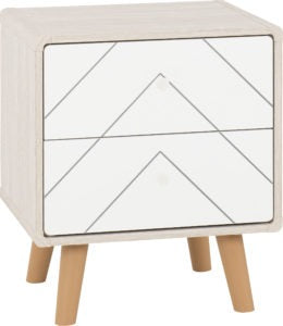 Dixie 2 Drawer Dusty Grey & White Bedside Table