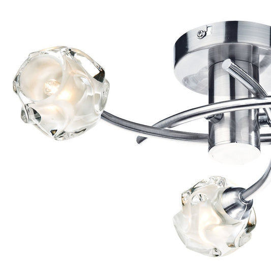 Dar lighting ceiling light fixture with crystal-like glass shades on a white background