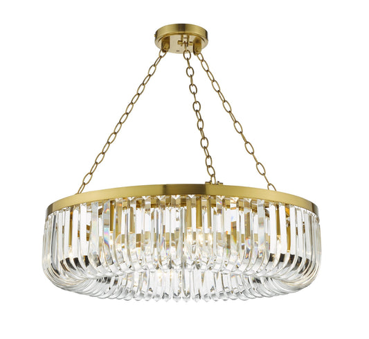 Dar lighting gold and clear chandelier on a white background