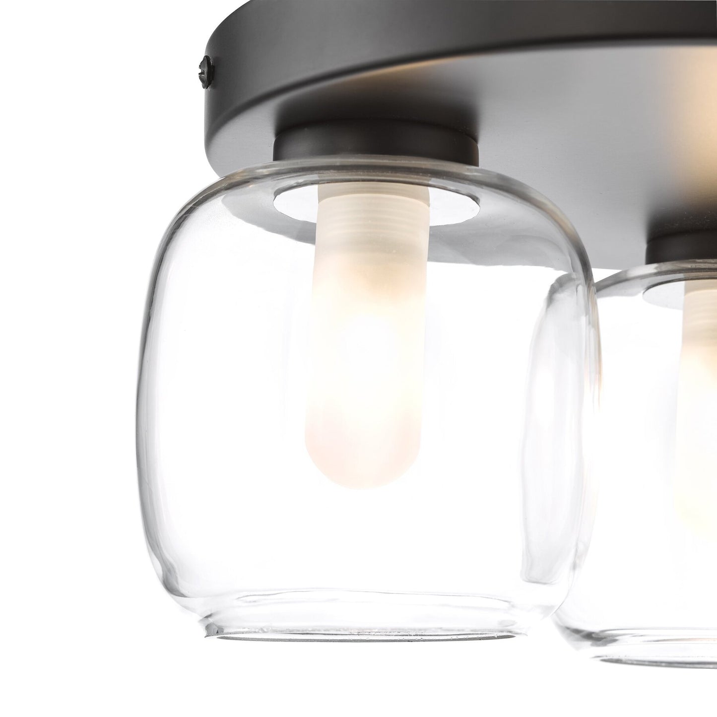 Dar Lighting Edaline Bathroom IP44 3 Light Matt Black & Glass Semi Flush