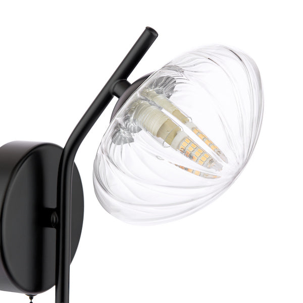 Dar Lighting Ede Matt Black & Glass Wall Light