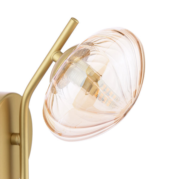 Dar Lighting Ede Satin Gold & Amber Glass Wall Light