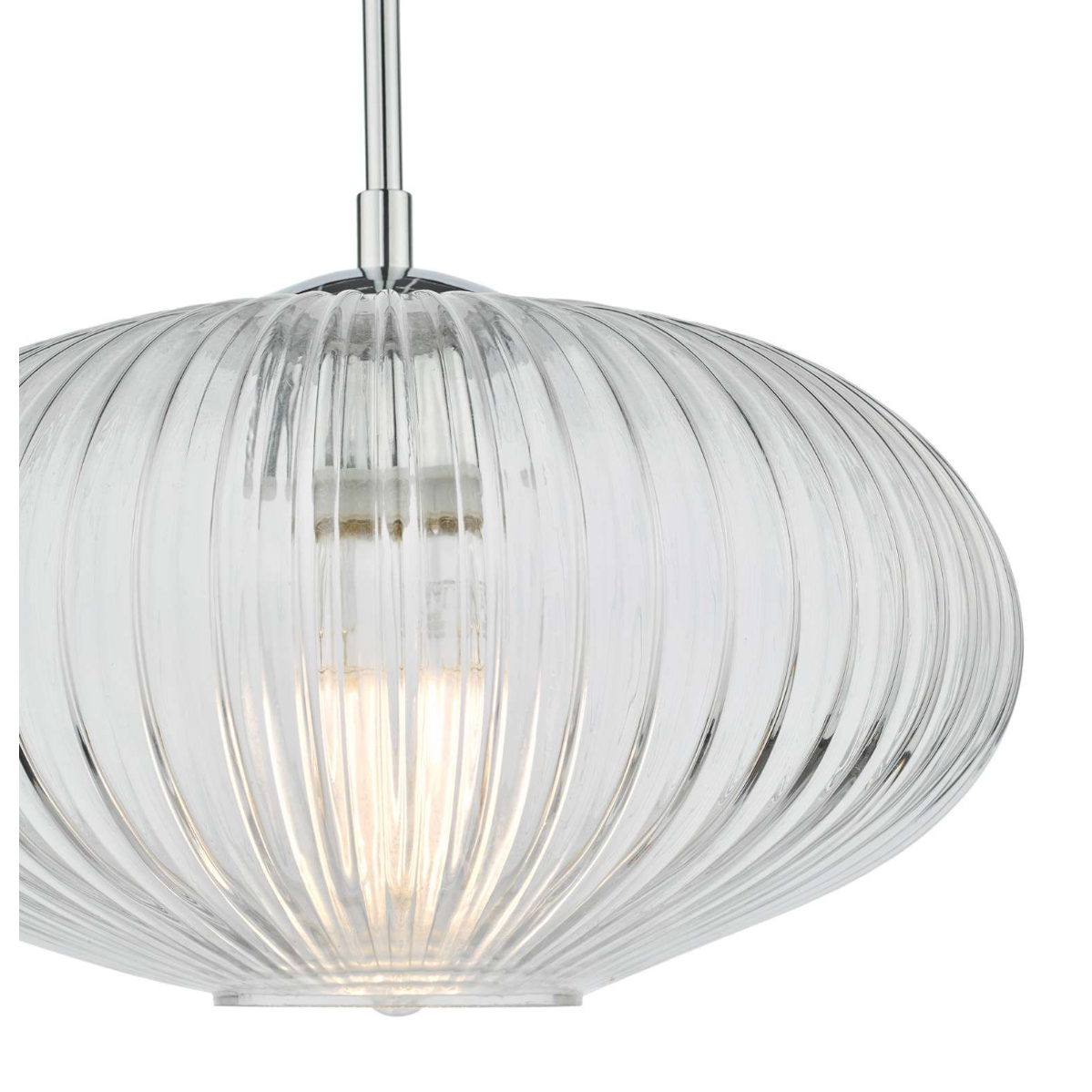 Dar Lighting Edmond 1 Light Polished Chrome & Ribbed Glass Single Pendant