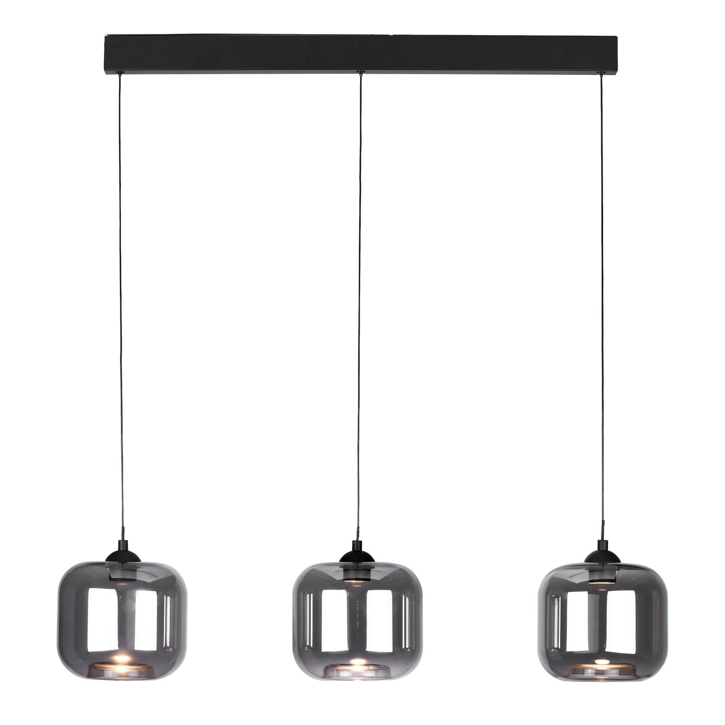 Dar Lighting Eileen 3 Light Matt Black & Smoked Glass LED Bar Pendant