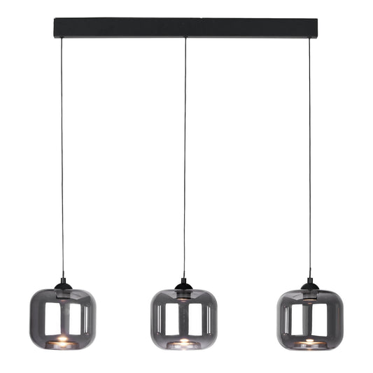 Dar Lighting Eileen 3 Light Matt Black & Smoked Glass LED Bar Pendant