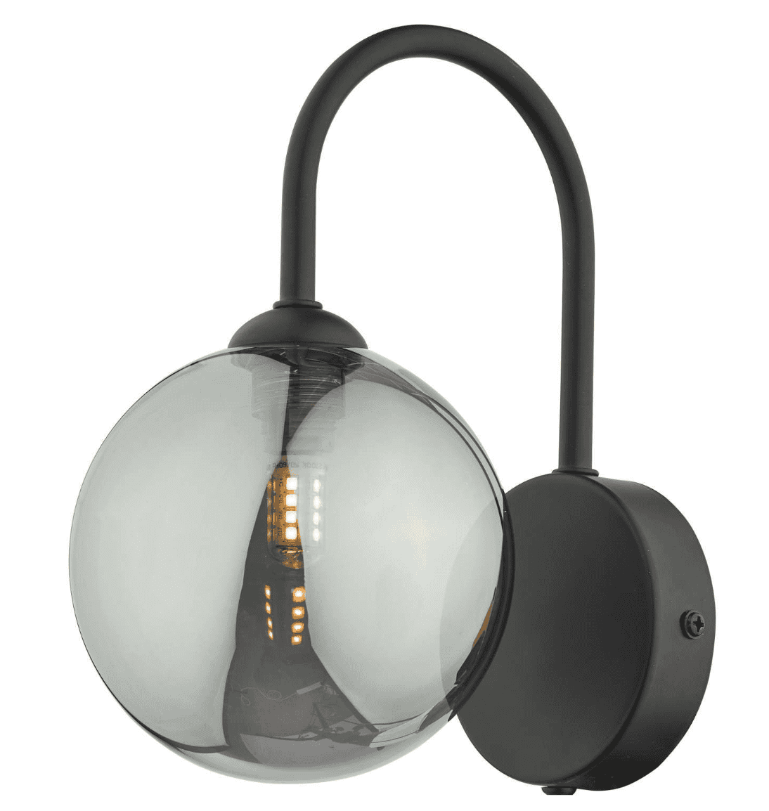 Dar Lighting Eissa Matt Black & Smoked Glass Wall Light