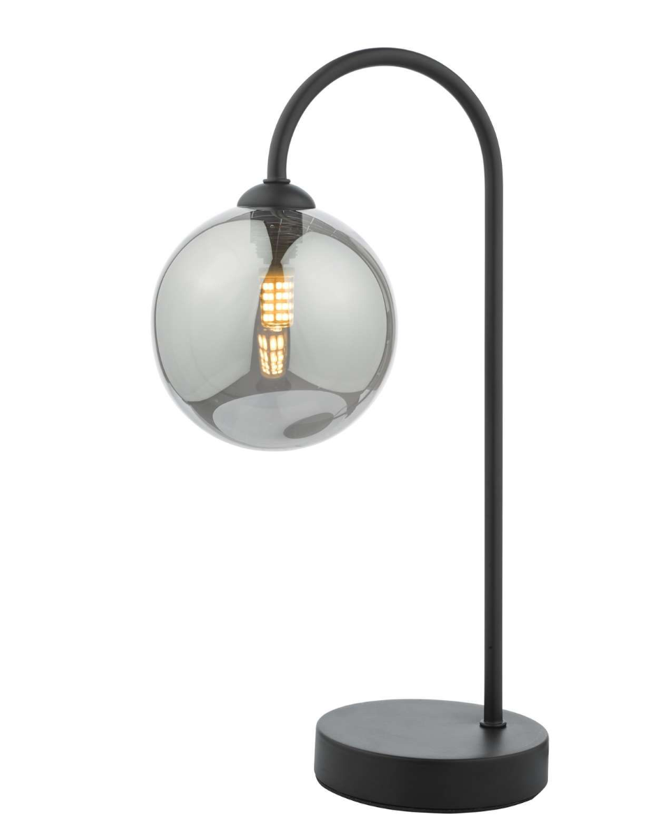 Dar Lighting Eissa Matt Black & Smoked Glass Touch Table Lamp