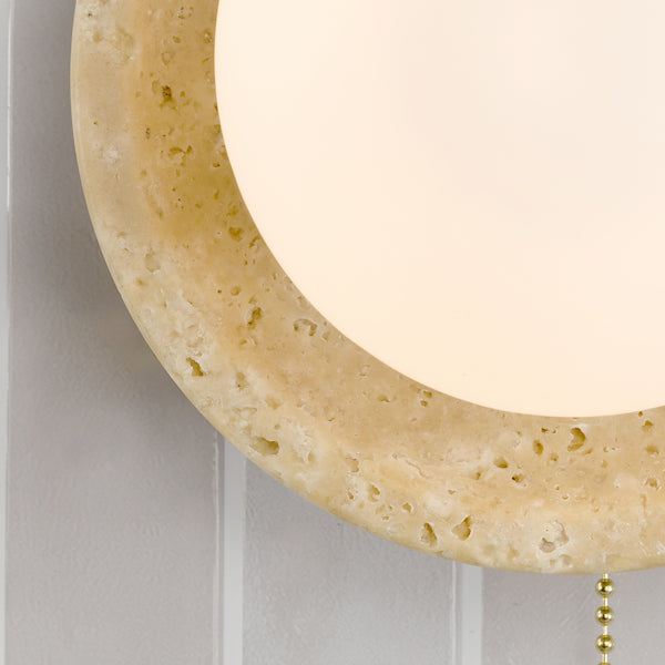 Dar Lighting Elgor Bathroom IP44 Travertine & Opal Glass Wall Light