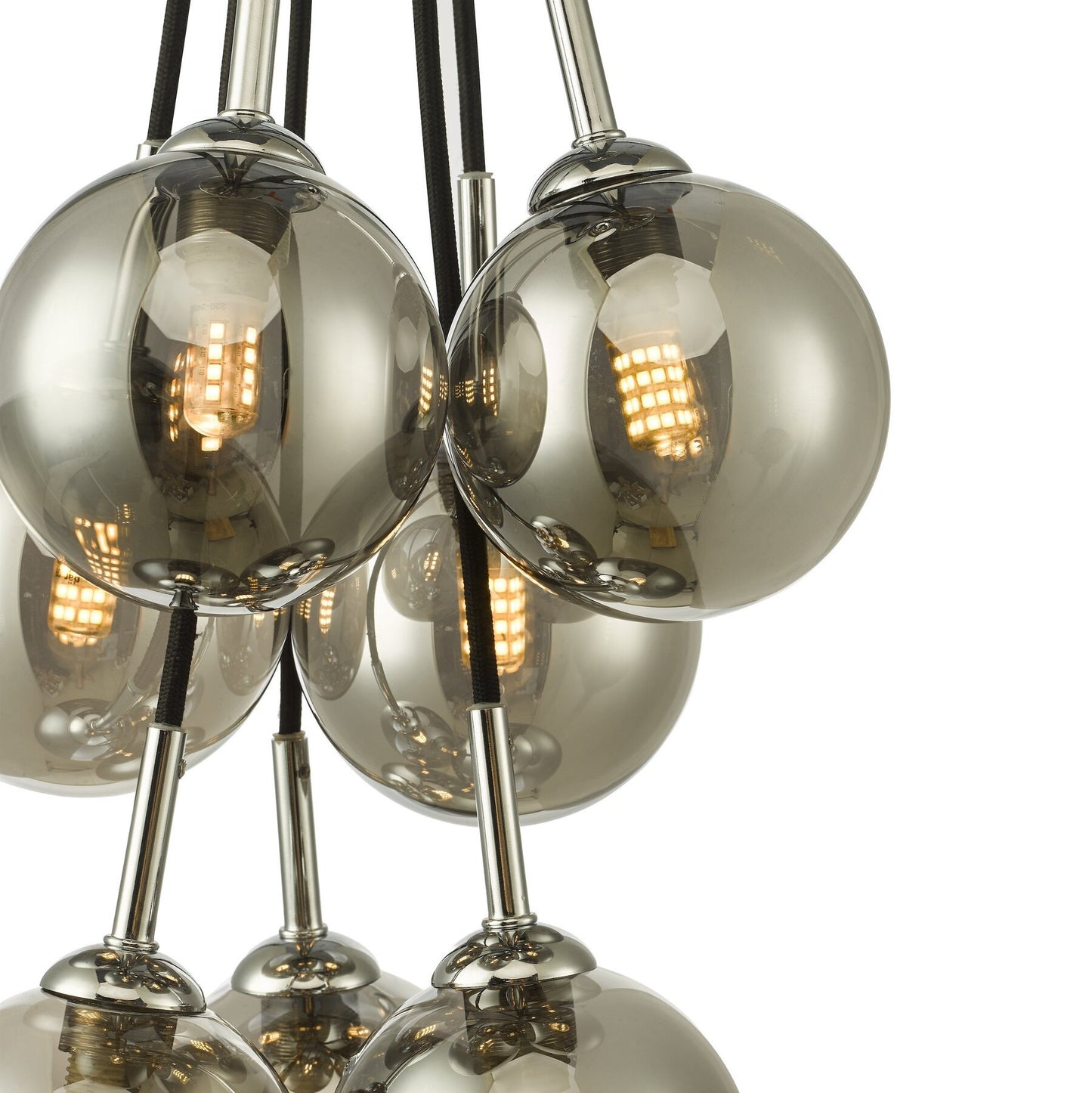 Dar Lighting Elpis 7 Light Polished Chrome & Smoked Glass Cluster Pendant