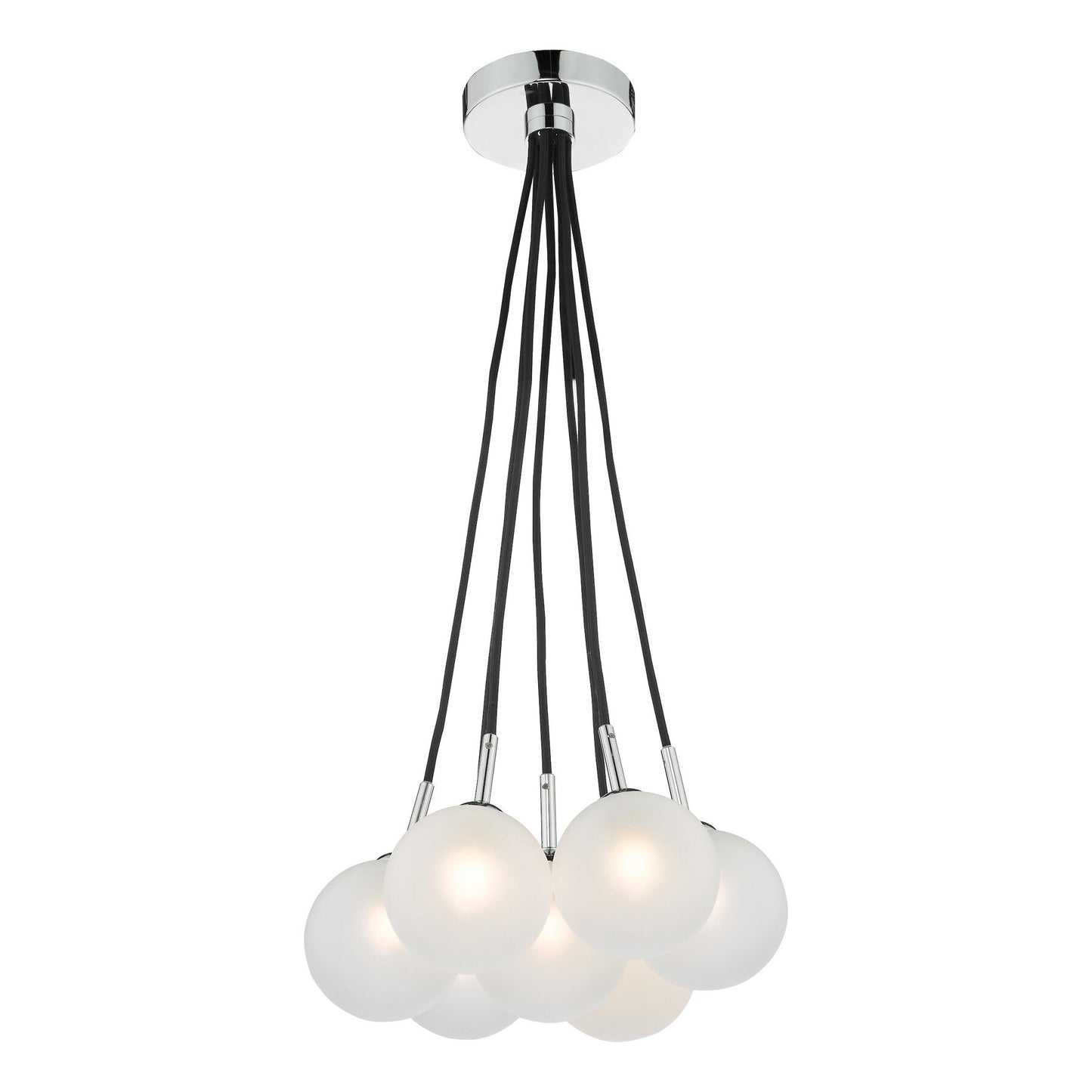 Dar Lighting Elpis 7 Light Polished Chrome & Opal Glass Cluster Pendant