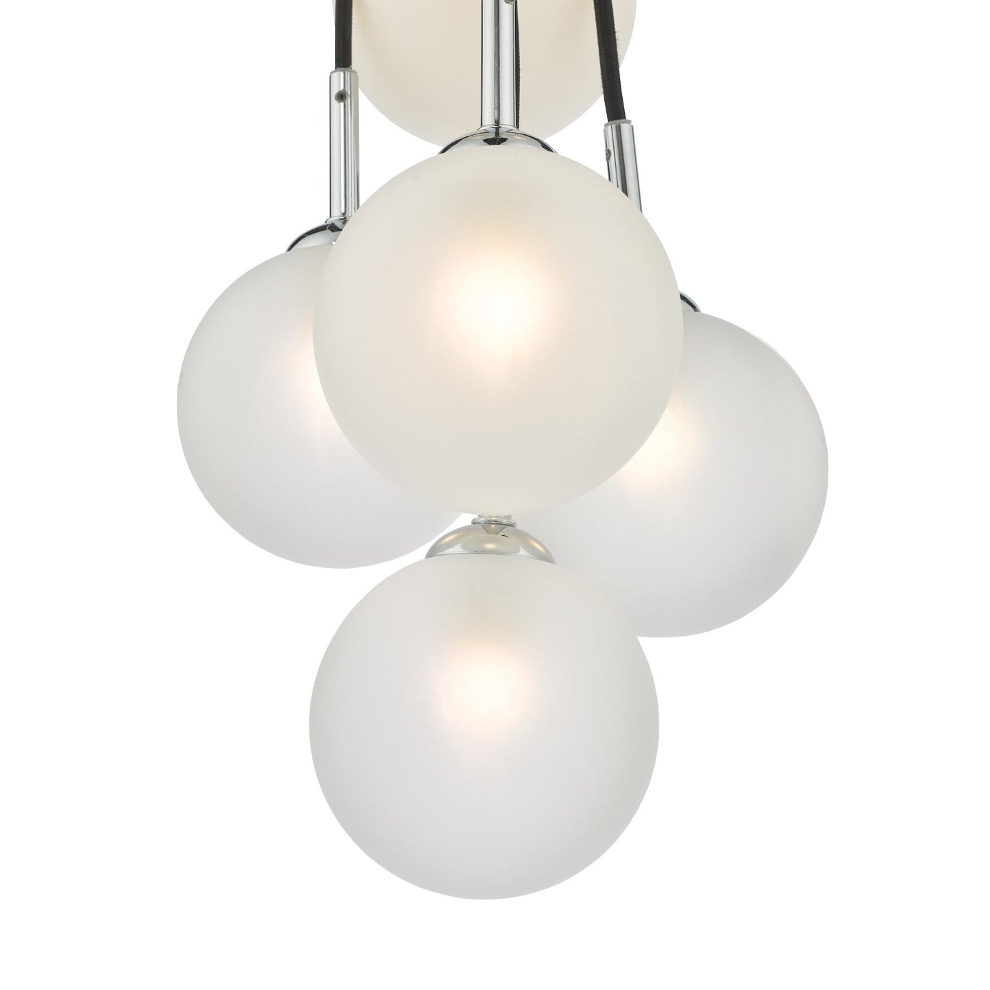 Dar Lighting Elpis 7 Light Polished Chrome & Opal Glass Cluster Pendant