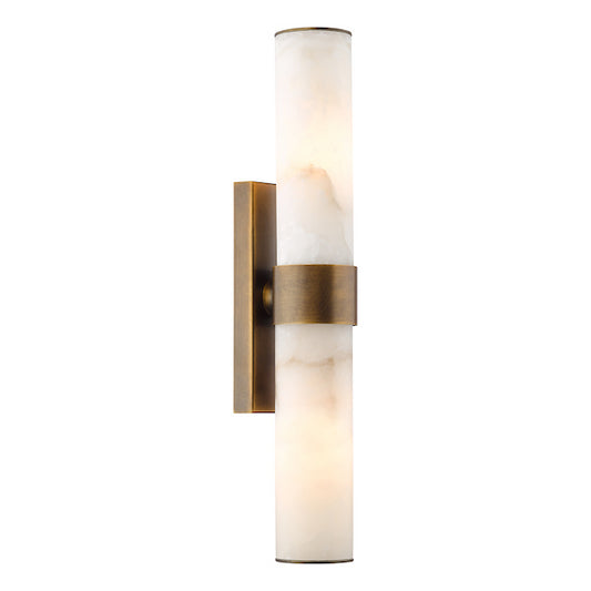 Dar Lighting Eneco Bathroom IP44 2 Light Antique Bronze & Natural Alabaster Wall Light