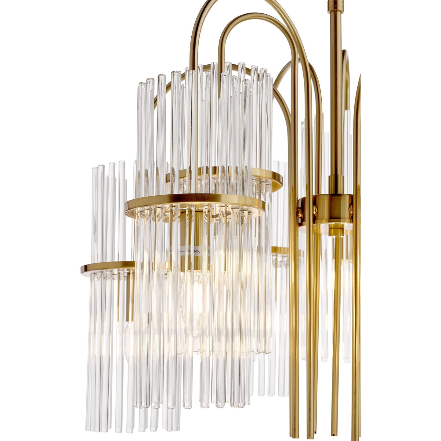 Dar Lighting Eniola 9 Light Pendant Natural Brass and Glass