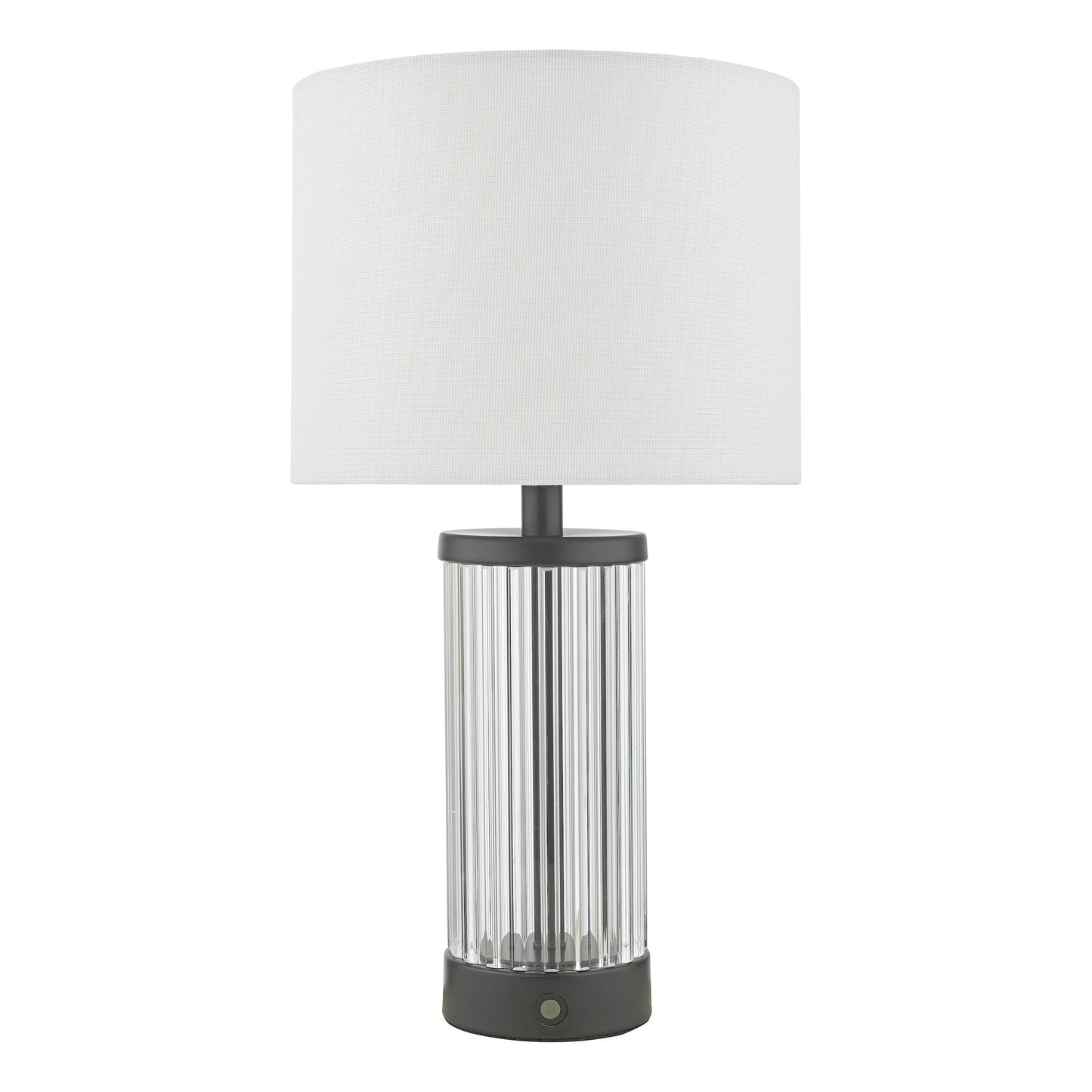 Dar Lighting Enrico LED Satin Black & Glass Rechargeable Table Lamp With Shade