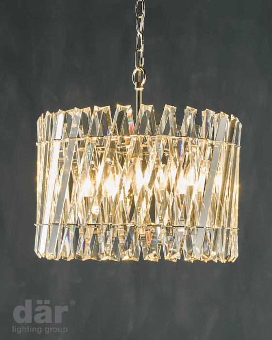 Dar Lighting Entwine 6 Light Polished Nickel & Crystal Pendant