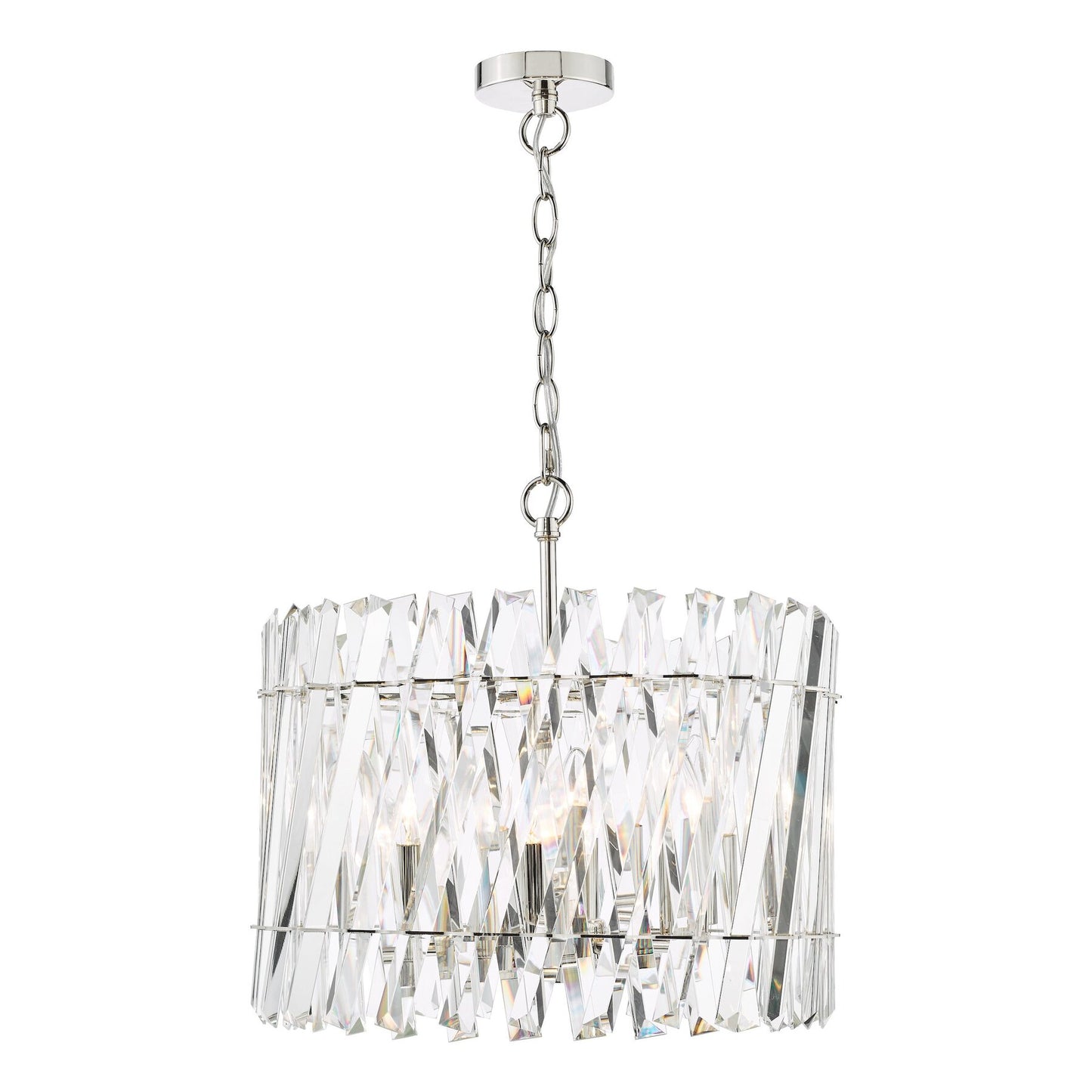 Dar Lighting Entwine 6 Light Polished Nickel & Crystal Pendant