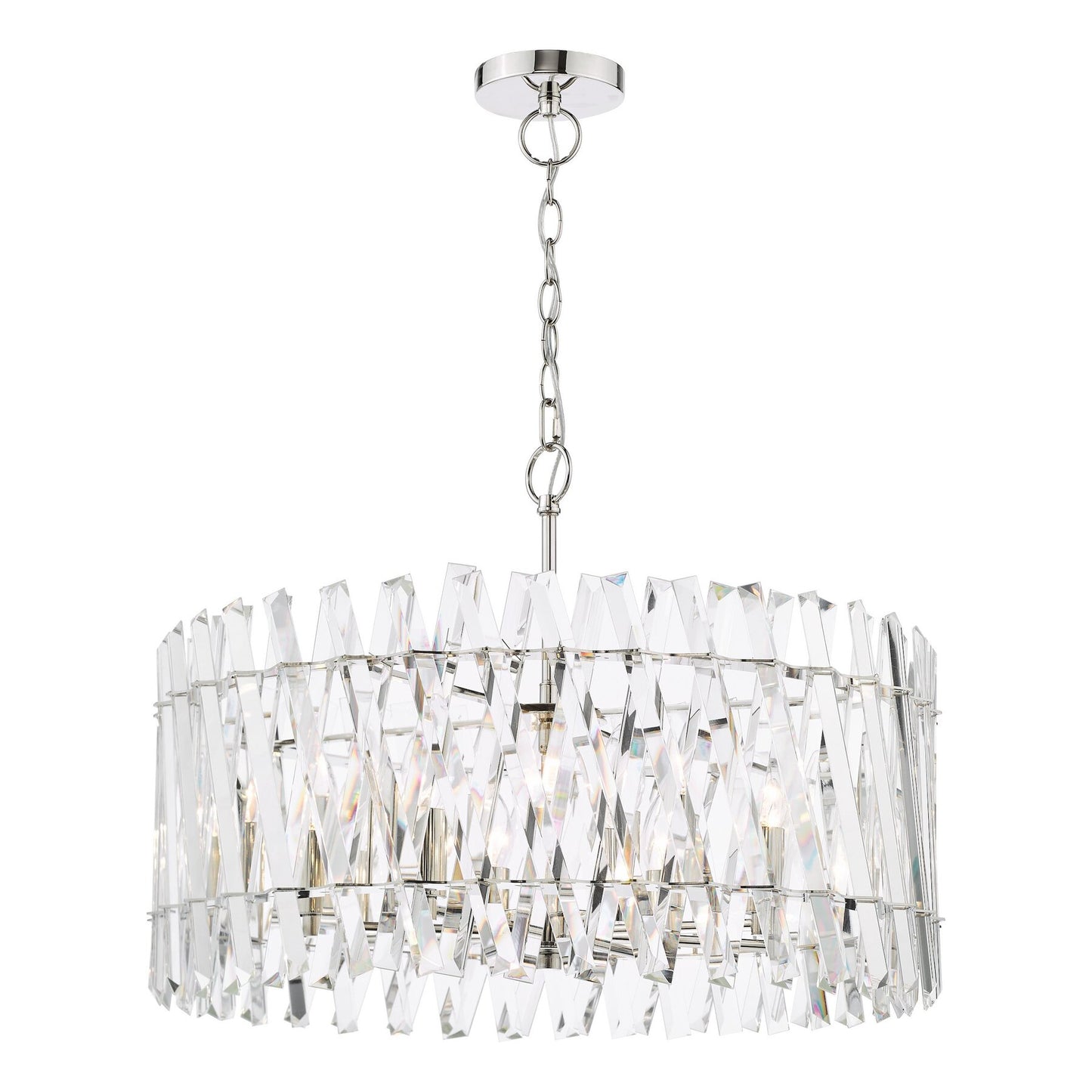 Dar Lighting Entwine 8 Light Polished Nickel & Crystal Pendant