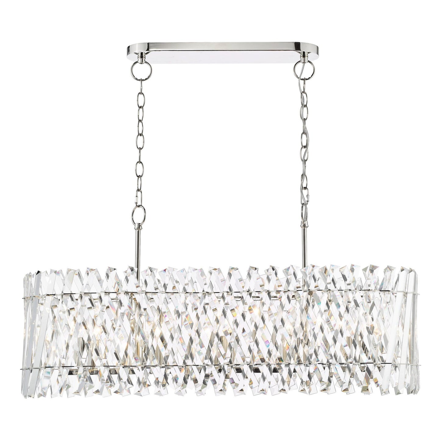 Dar Lighting Entwine 10 Light Polished Nickel & Crystal Bar Pendant