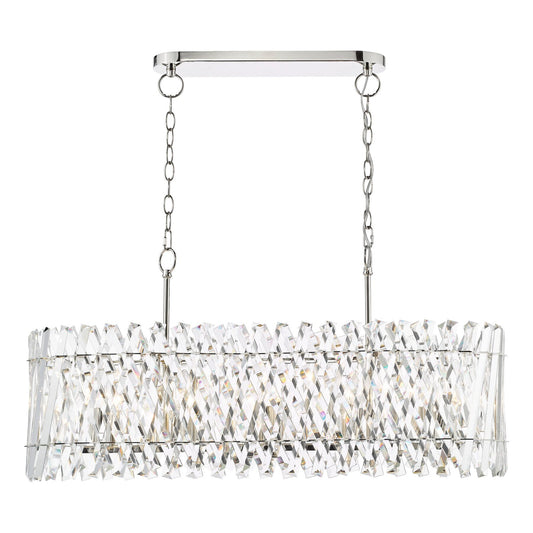Dar Lighting Entwine 10 Light Polished Nickel & Crystal Bar Pendant