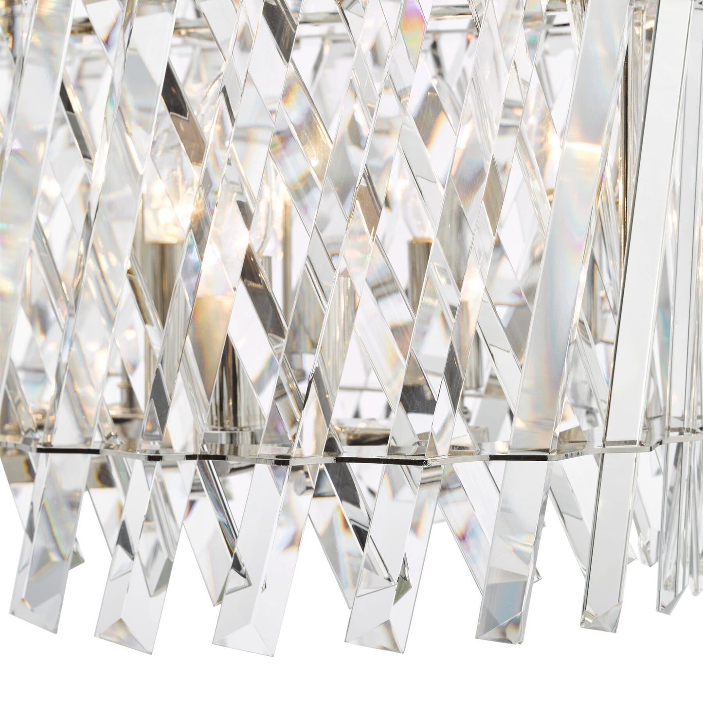 Dar Lighting Entwine 10 Light Polished Nickel & Crystal Bar Pendant