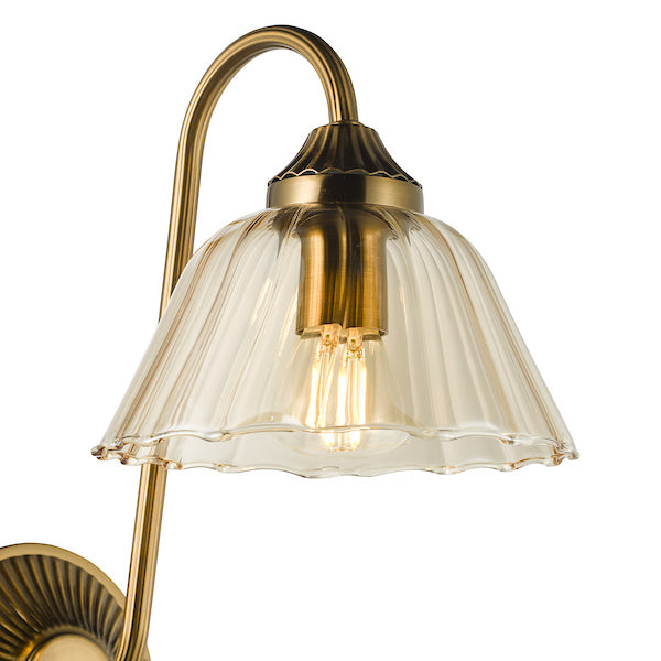 Dar Lighting Erika Antique Bronze & Amber Glass Wall Light