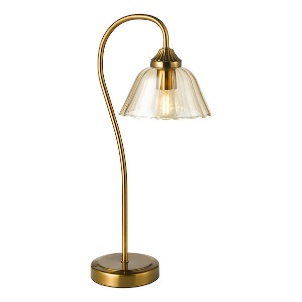 Dar Lighting Erika Antique Bronze & Amber Glass Table Lamp