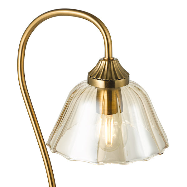 Dar Lighting Erika Antique Bronze & Amber Glass Table Lamp