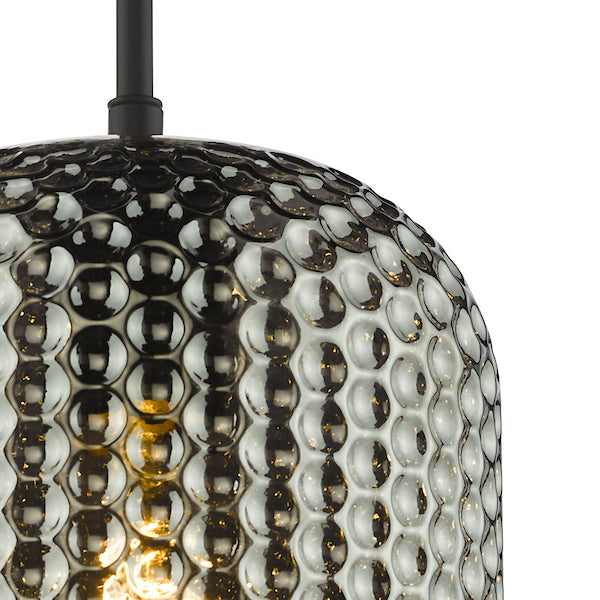 Dar Lighting Esila Matt Black & Smoked Glass Pendant