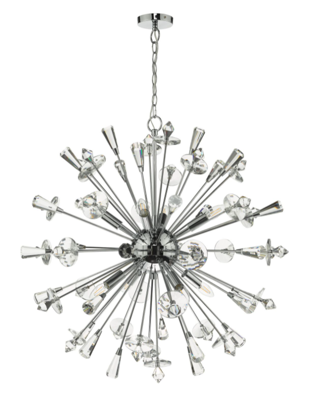 Dar Lighting Exodus 8 Light Polished Chrome & Crystal Pendant