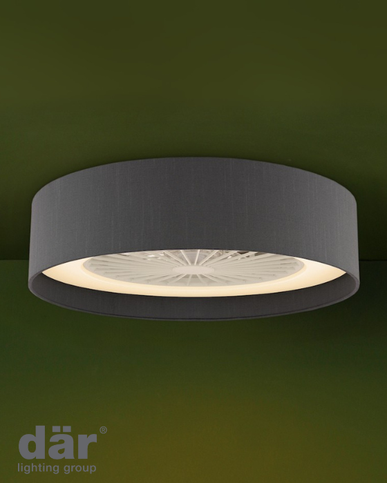 Dar Lighting White LED Fan Flush With Shade