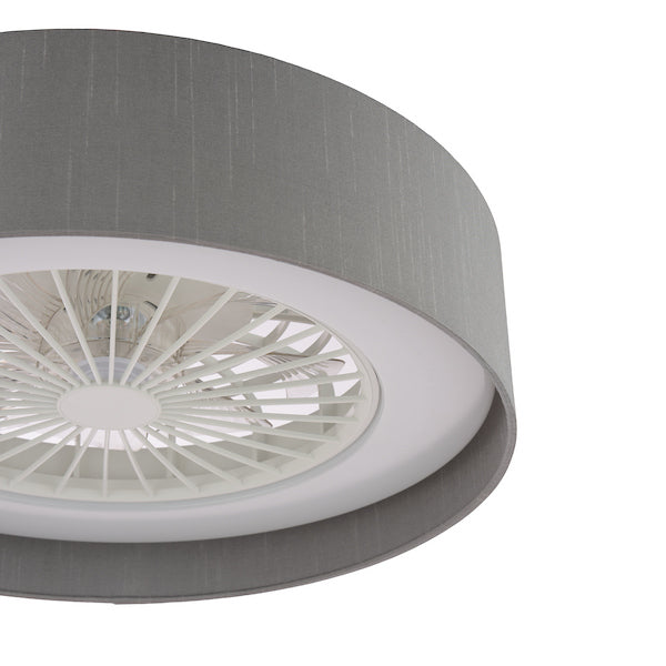 Dar Lighting White LED Fan Flush With Shade