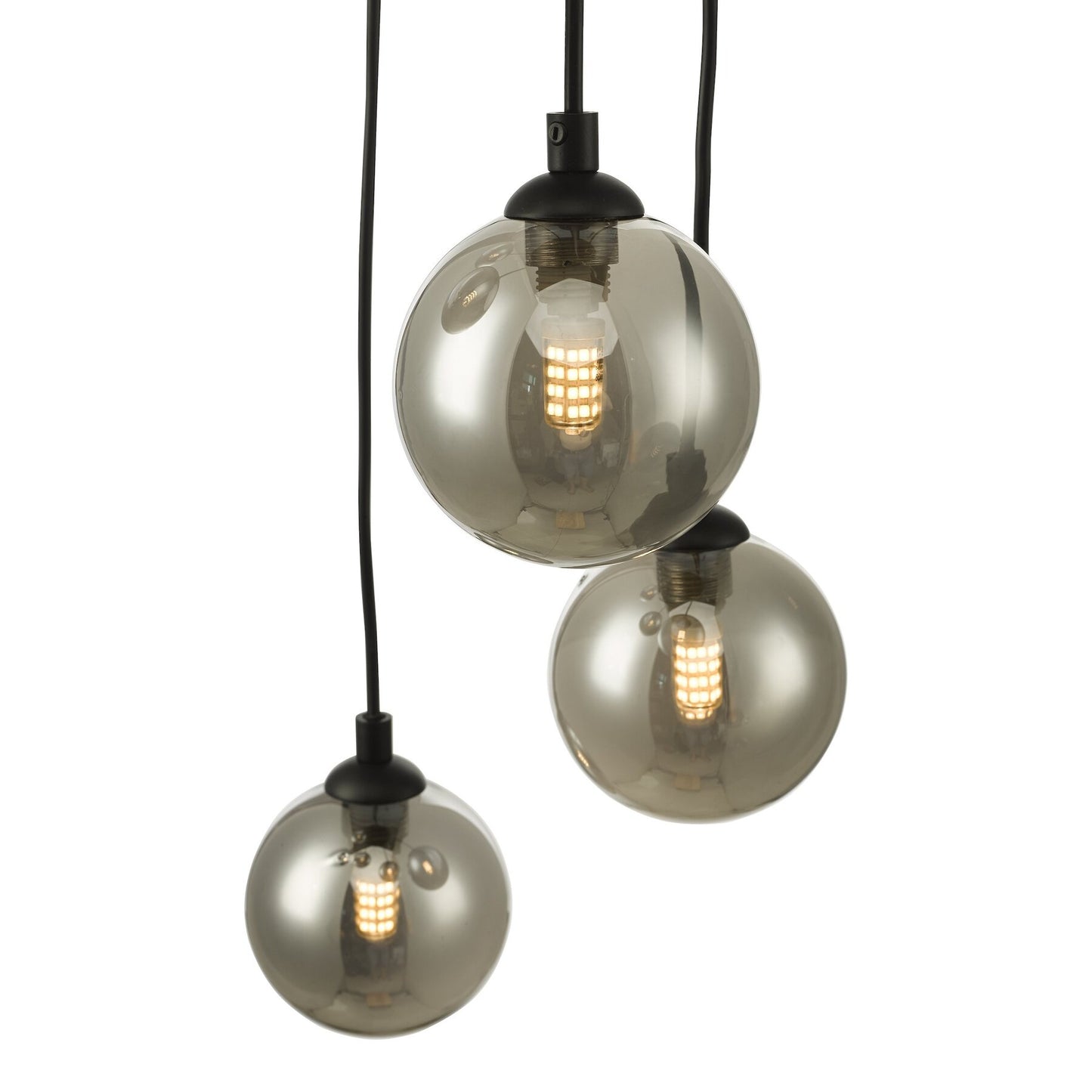 Dar Lighting Federico 5 Light Black & Smoked Glass Cluster Pendant