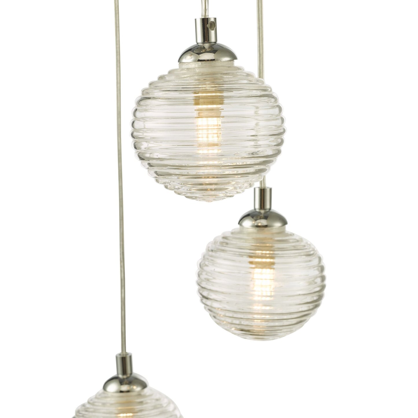 Dar Lighting Federico 5 Light Polished Chrome & Clear Ribbed Glass Cluster Pendant