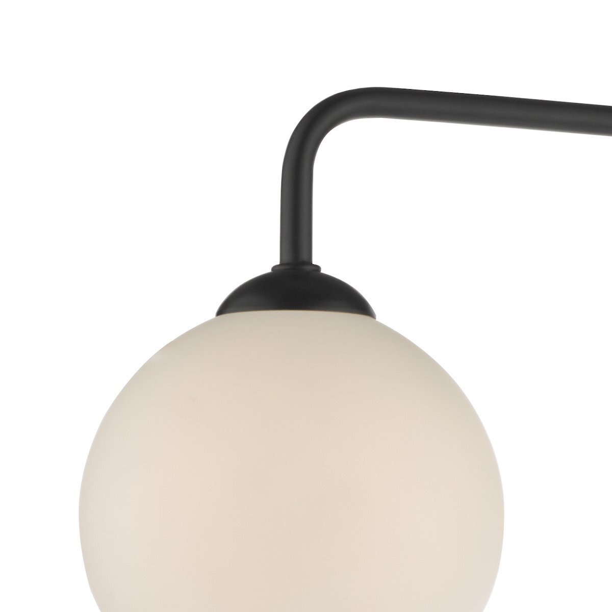 Dar Lighting Feya 3 Light Matt Black & Opal Glass Semi Flush