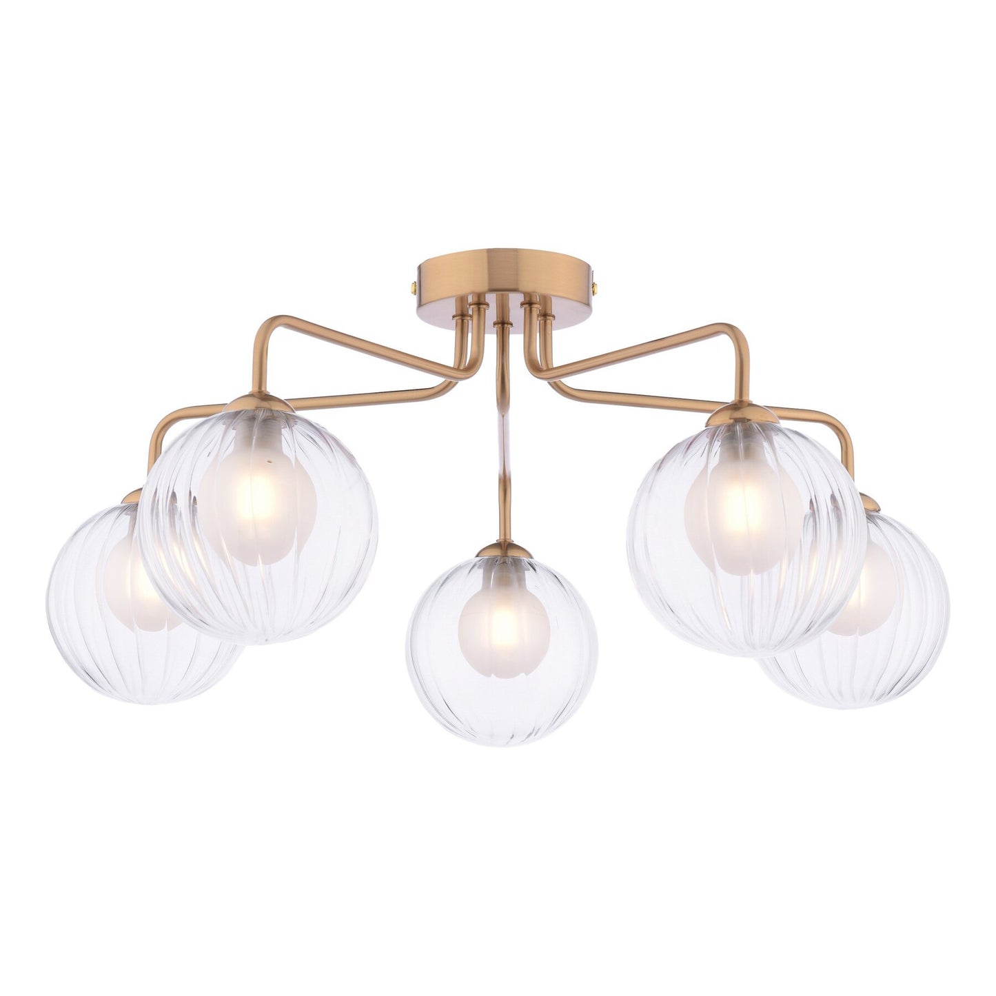 Dar Lighting Feya 5 Light Antique Bronze & Clear/Opal Glass Semi Flush