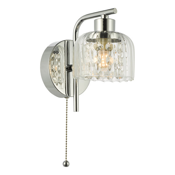 Dar Lighting Forseti Bathroom IP44 Polished Chrome & Glass Wall Light