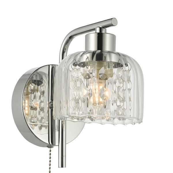 Dar Lighting Forseti Bathroom IP44 Polished Chrome & Glass Wall Light