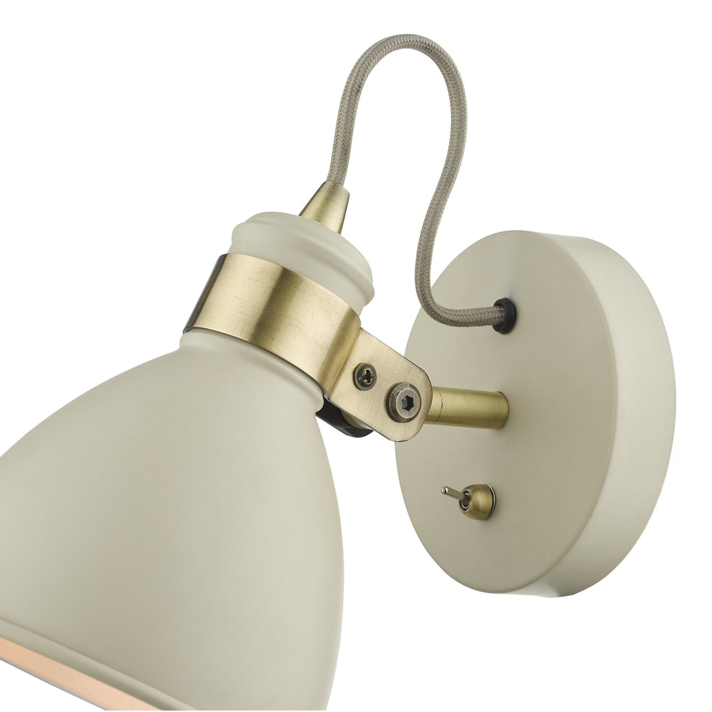 Dar Lighting Frederick Cream & Antique Brass Wall Spotlight