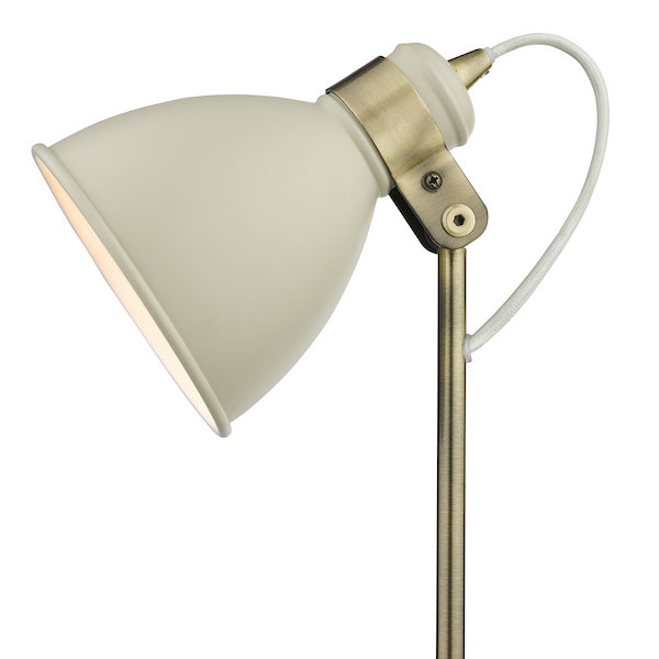 Dar Lighting Frederick Cream & Antique Brass Task Table Lamp