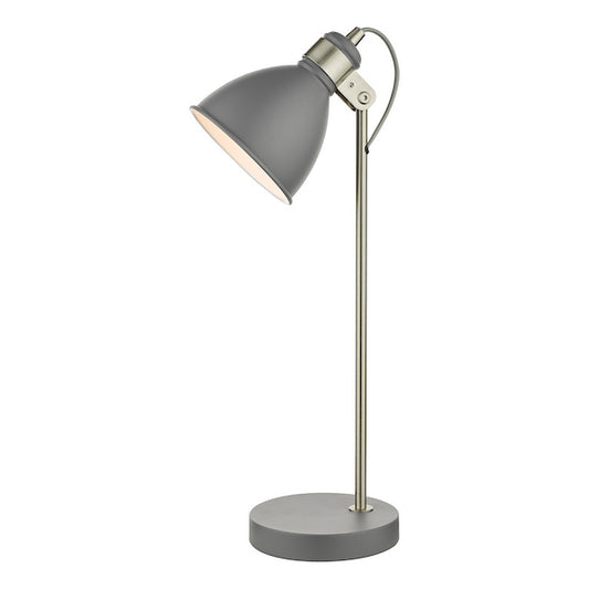 Dar Lighting Frederick Dark Grey & Satin Chrome Task Table Lamp