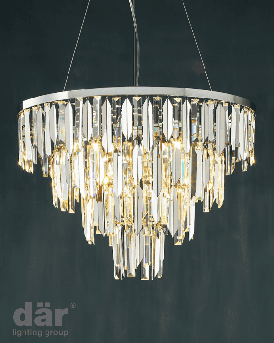 Dar Lighting Fuentes 5 Light Polished Chrome & Crystal Pendant