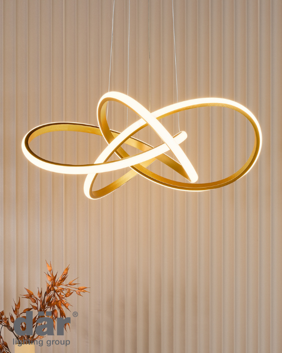 Dar Lighting Fusion Satin Gold LED Pendant