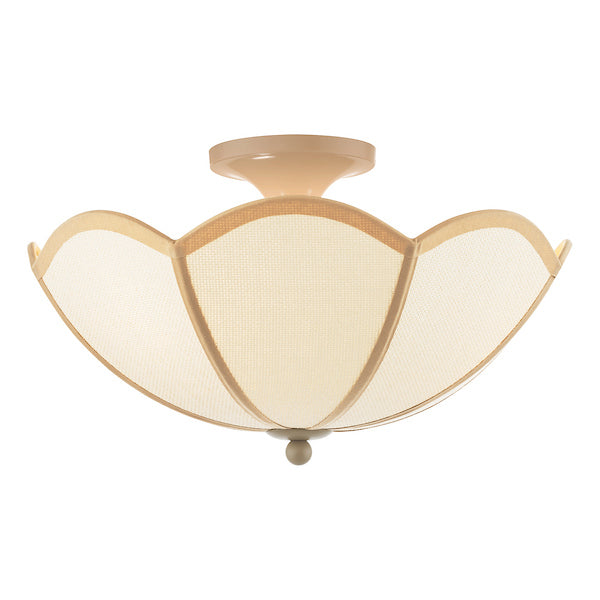 Dar Lighting Giuliana 3 Light Rattan & Satin Taupe Semi Flush