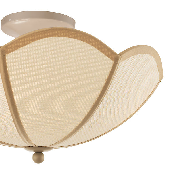 Dar Lighting Giuliana 3 Light Rattan & Satin Taupe Semi Flush