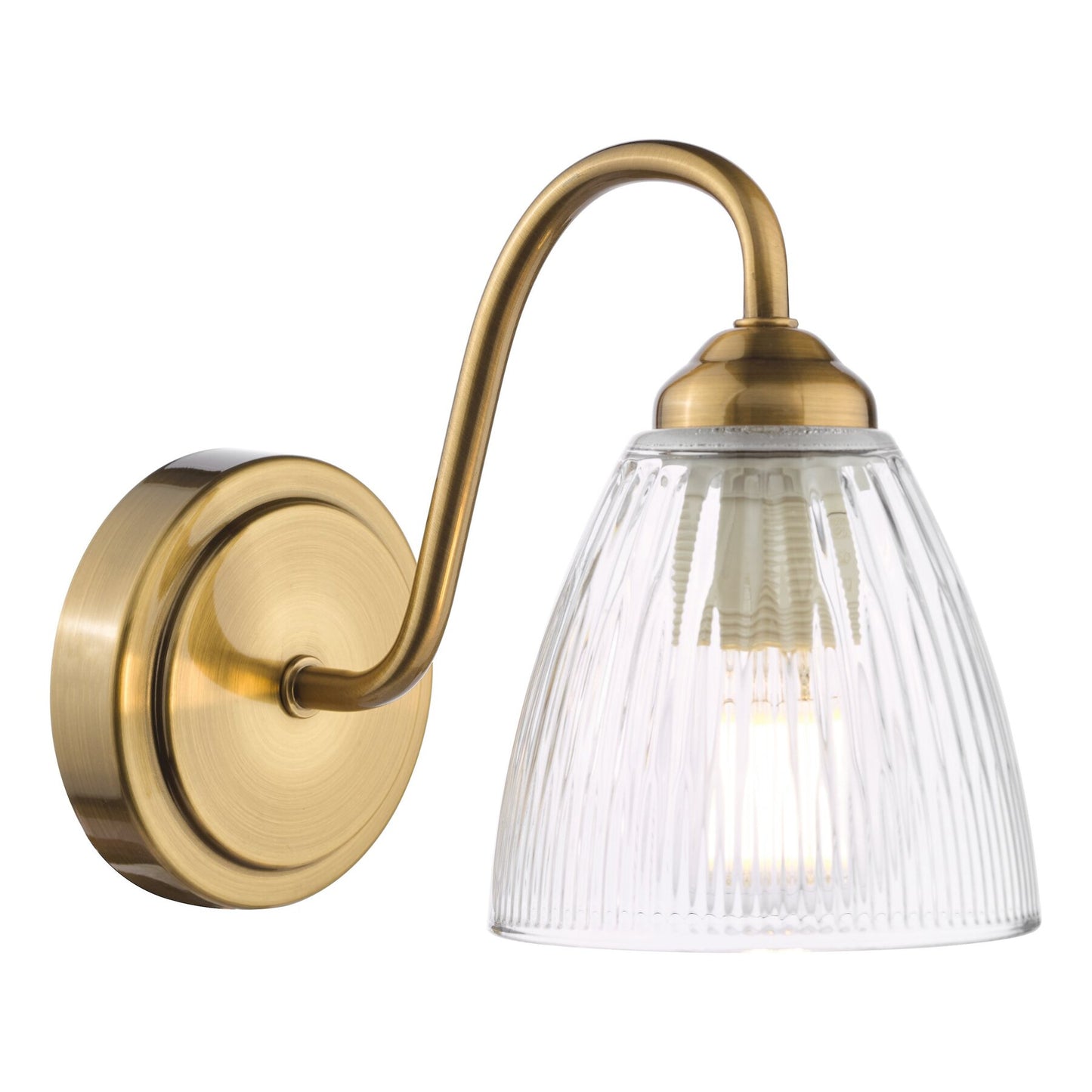 Dar Lighting Glynis Antique Bronze & Ribbed Glass Wall Light