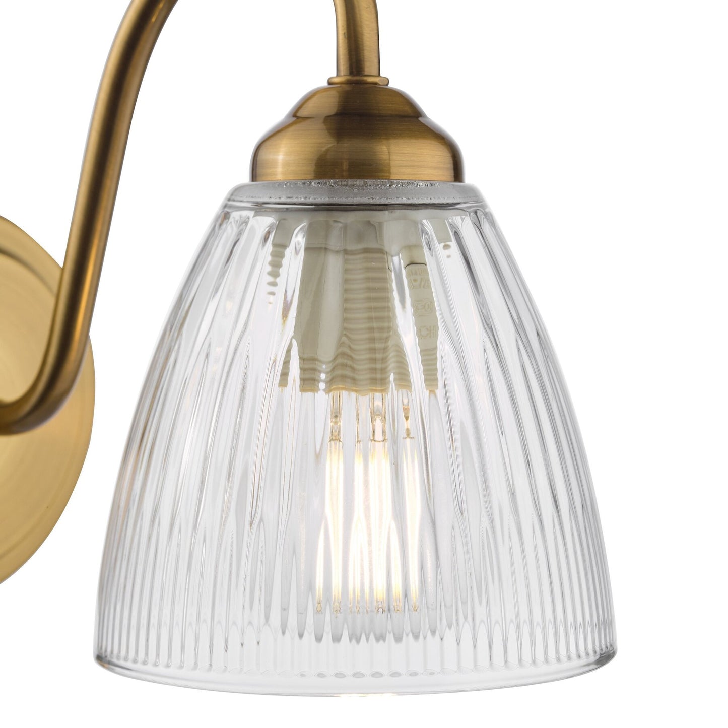 Dar Lighting Glynis Antique Bronze & Ribbed Glass Wall Light