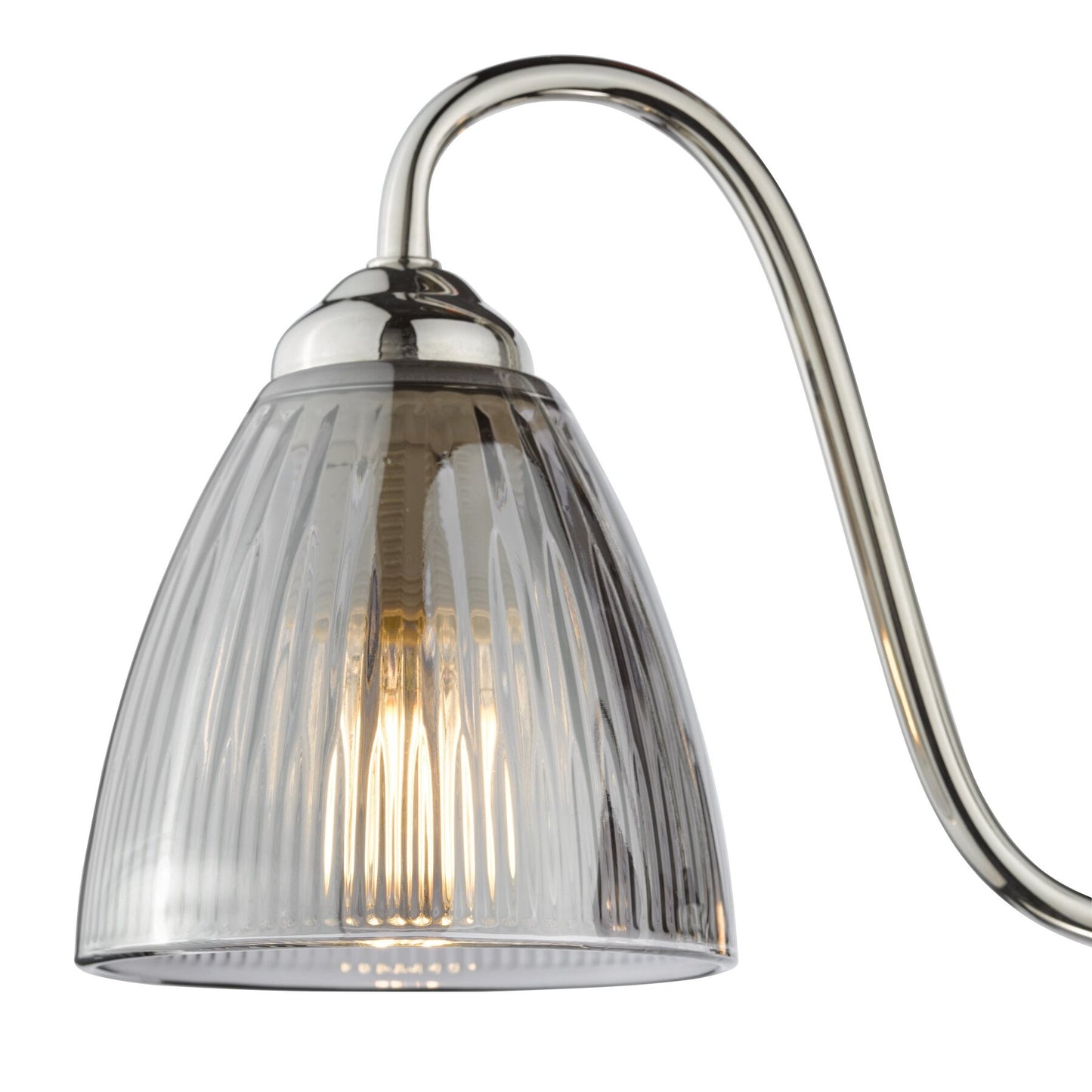 Dar Lighting Glynis 3 Light Polished Nickel & Smoked Ribbed Glass Semi Flush