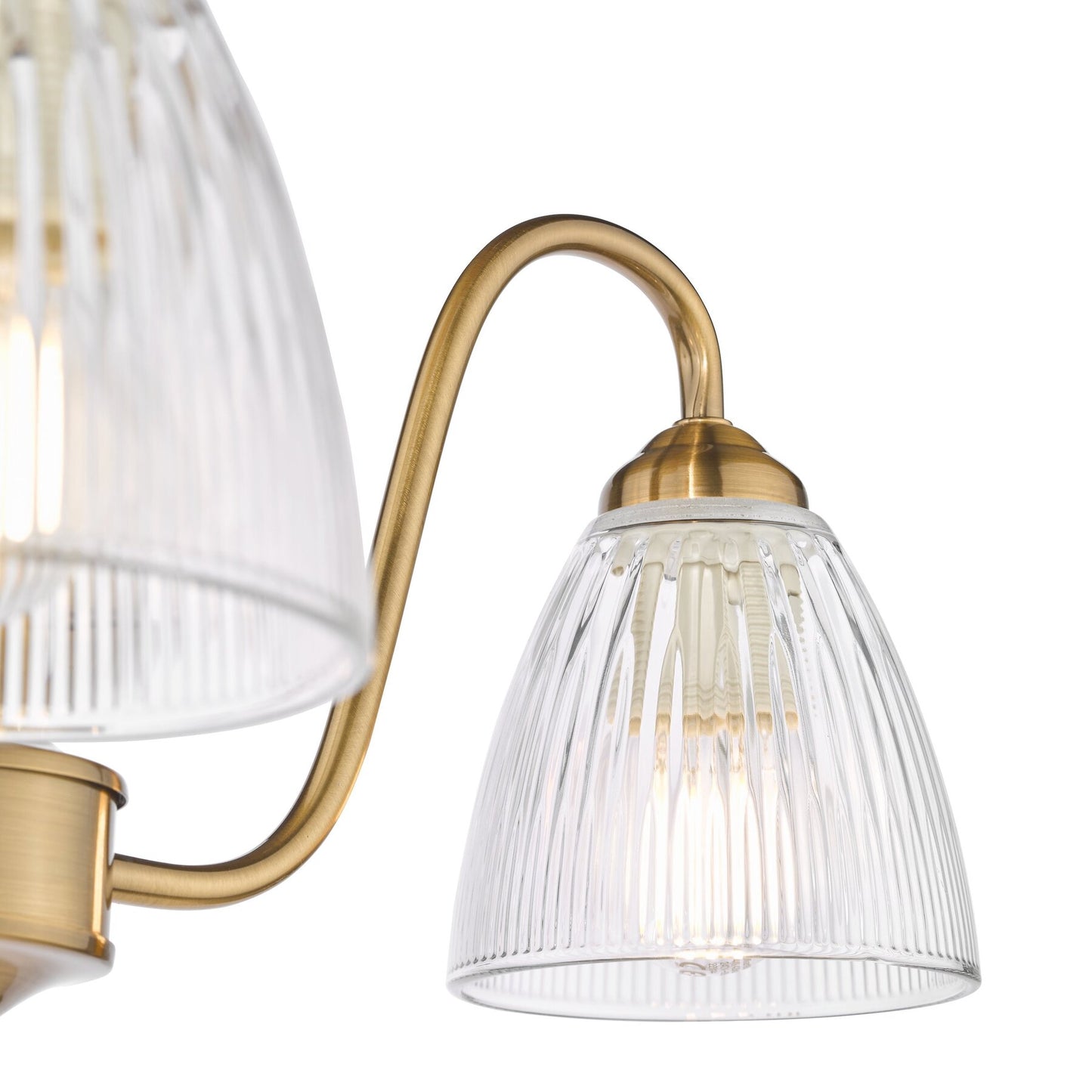 Dar Lighting Glynis 3 Light Antique Bronze & Ribbed Glass Semi Flush